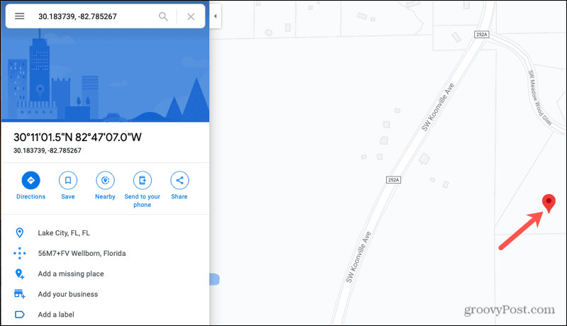פרטי מיקום מפות Google מקוונות