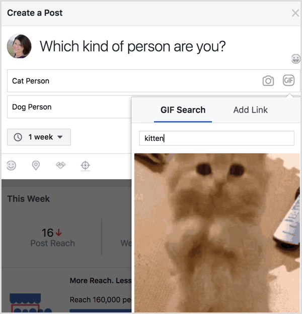 משאל GIF חיפוש בפייסבוק