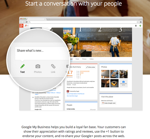 תכונות מוצר של דף עסקי ב- Google+