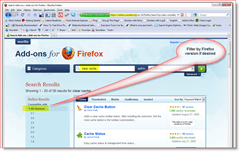סנן תוצאות חיפוש של הרחבות Firefox