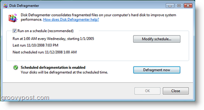מאחה הדיסק עבור מתזמן העבודה של Windows Vista