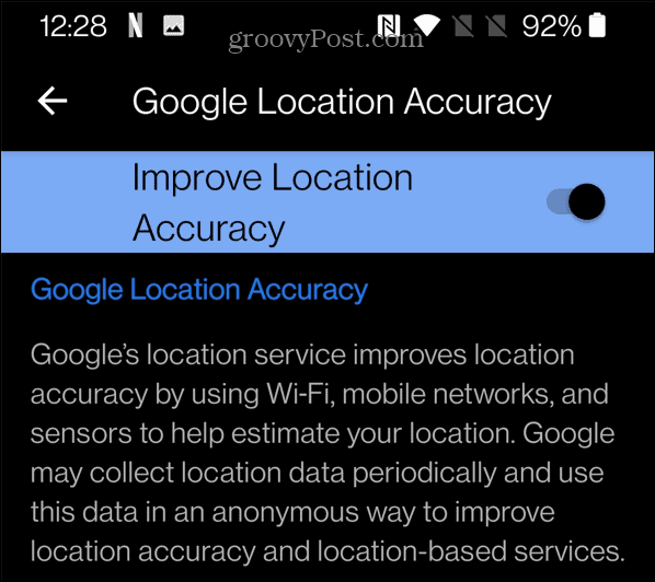 דיוק המיקום של Google