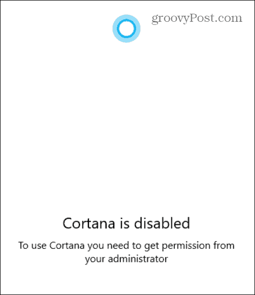 Cortana מושבת