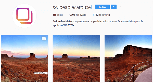 Swipeable הופך פנורמות ותמונות 360 לפוסטים מרובי תמונות.