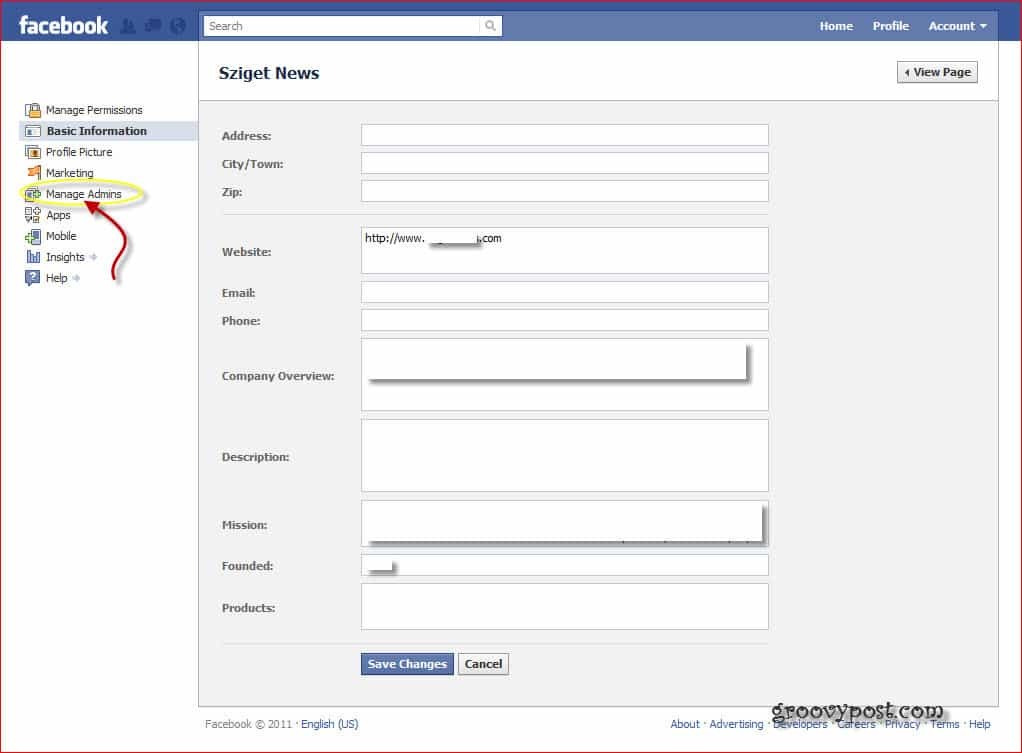כיצד להוסיף או להסיר מנהל מערכת מחברת הפייסבוק או מדף המעריצים שלך