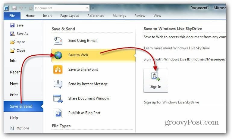 כיצד למפות כונן רשת ל- Windows Live Skydrive באמצעות Office 2010