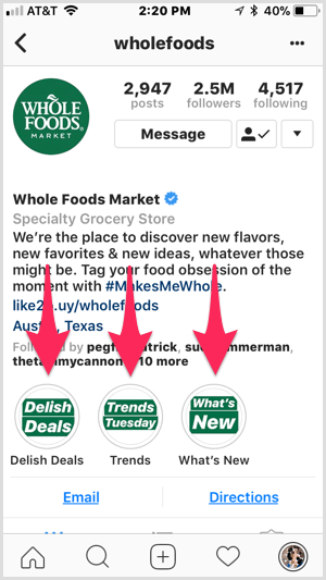 מדגישים באינסטגרם בפרופיל Whole Foods.