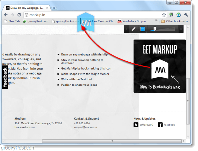 אתרי לכידת מסך וצייר אותם באמצעות Markup.io