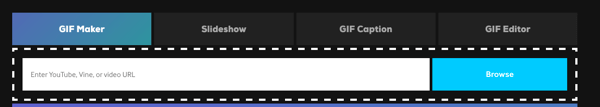 כדי ליצור GIF ב- Giphy, בחר GIF Maker או Slideshow.