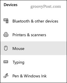 אפשרות הגדרות עכבר של Windows
