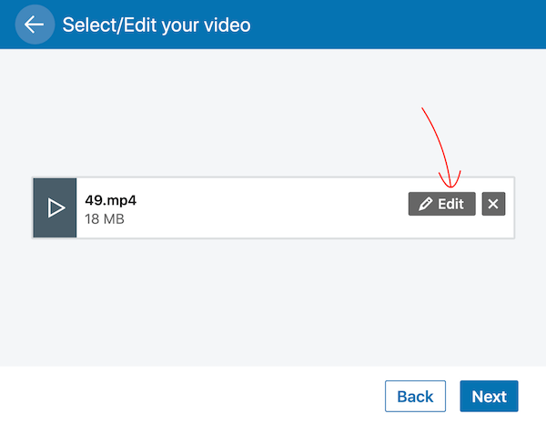 כפתור עריכה בפוסט וידאו ב- LinkedIn