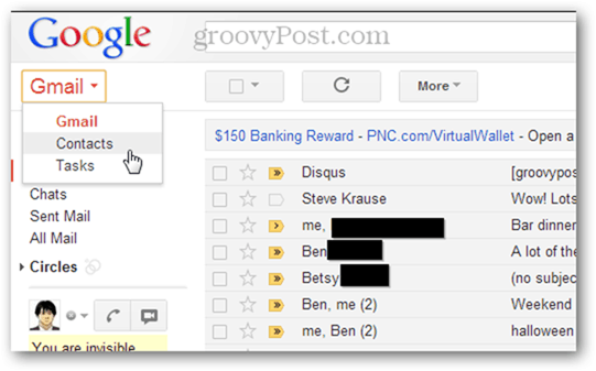 ייבא אנשי קשר מרובים ב- Gmail