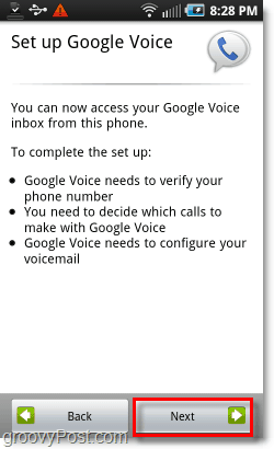 Google Voice בכניסה לנייד אנדרואיד