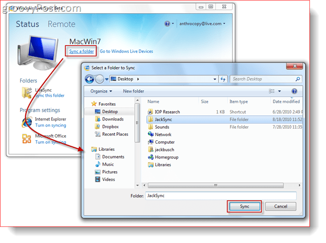 סנכרון תיקיה עם גרסת הביטא של Windows Live Sync