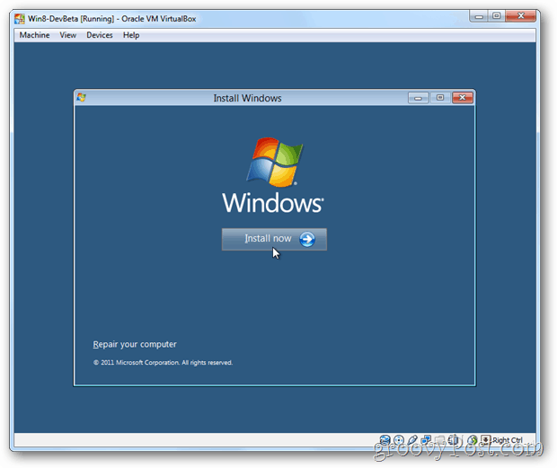 התקן כעת VirtualBox Windows 8