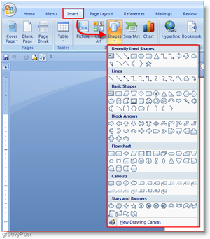 Word 2007 צורות