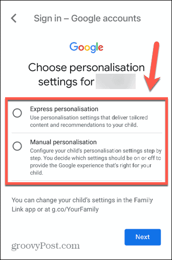 התאמה אישית של חשבון ילד ב-gmail