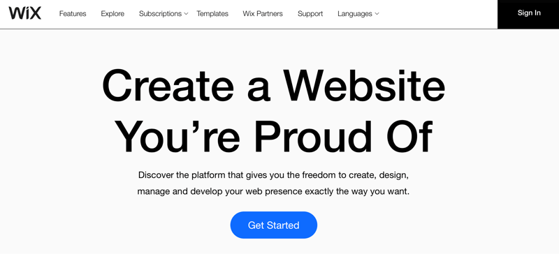 הכותרת של Wix.com 'צור אתר שאתה גאה בו'