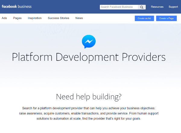 המדריך החדש של פייסבוק לספקי פיתוח פלטפורמות הוא משאב לעסקים למצוא ספקים המתמחים בבניית חוויות ב- Messenger.