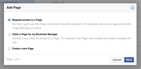 הוספת דף פייסבוק למנהל העסקים