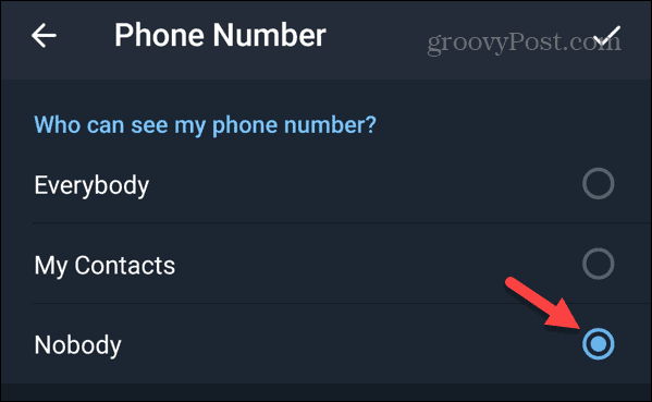 אף אחד לא יכול לראות את מספר הטלפון שלי בטלגרם באנדרואיד