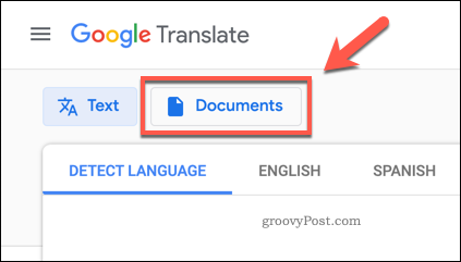 לחצן המסמכים של Google Translate