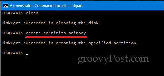 שורת הפקודה DiskPart Windows 10