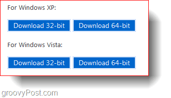 הורדות של Windows XP ו- Windows Vista 32 סיביות ו 64 סיביות