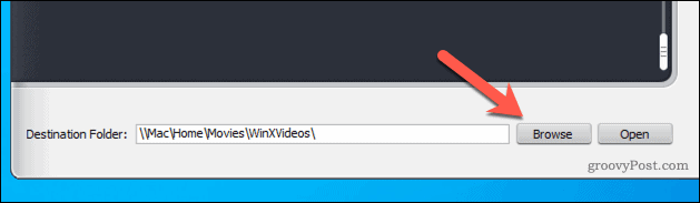 הגדרת יעד פלט הקבצים ב- WinX