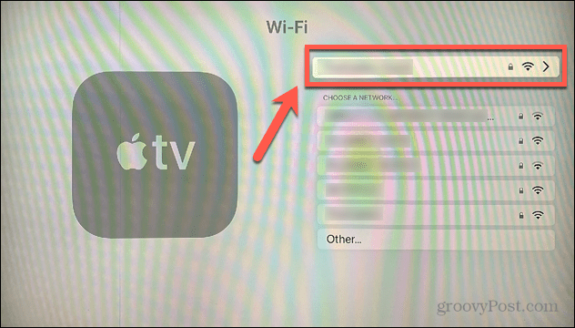 חיבור wifi של Apple TV