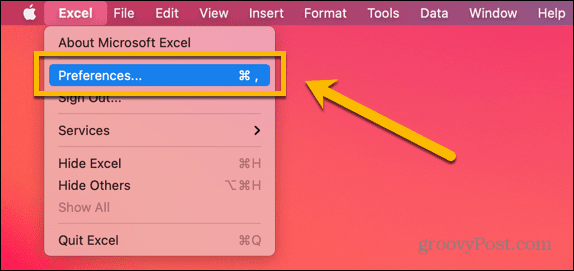 העדפות mac excel