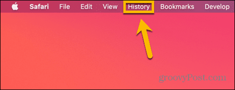 תפריט היסטוריית ספארי mac