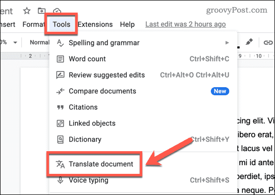 תרגם מסמך ב-Google Docs