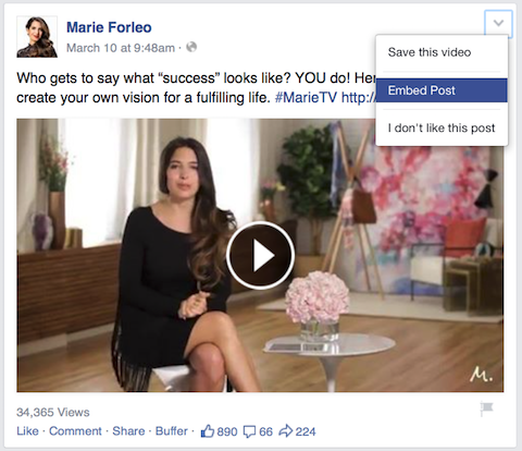 מארי פורליו וידאו פוסט בפייסבוק