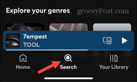 כפתור חיפוש spotify mobile