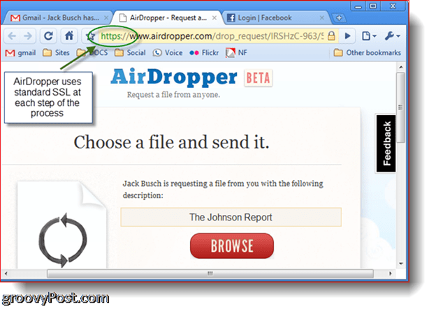 צילום מסך של Dropbox Airdropper - בחר קובץ