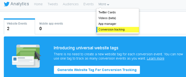 טוויטר מאפשר לך להוסיף קוד לאתר שלך למעקב המרות וליצירת קהלים מותאמים.