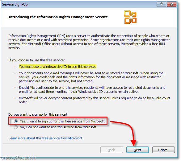 כיצד להשתמש ב- Outlook 2010 ו- Microsoft RMS כדי לאבטח דוא"ל