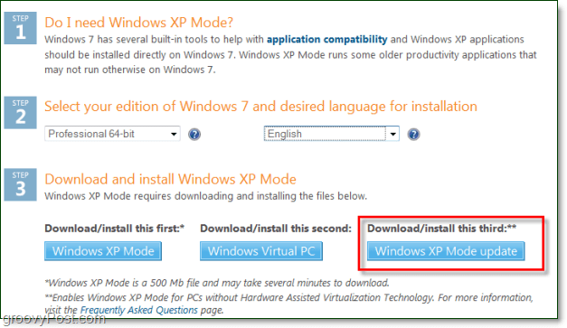 הפעל את מצב Windows 7 XP ללא וירטואליזציה של חומרה