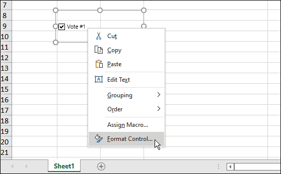 הכנס תיבת סימון ב-Microsoft Excel