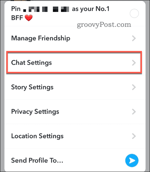 פתח את הגדרות הצ'אט של Snapchat