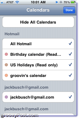 לוח השנה של Hotmail