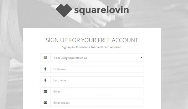 הירשם לחשבון Squarelovin בחינם.