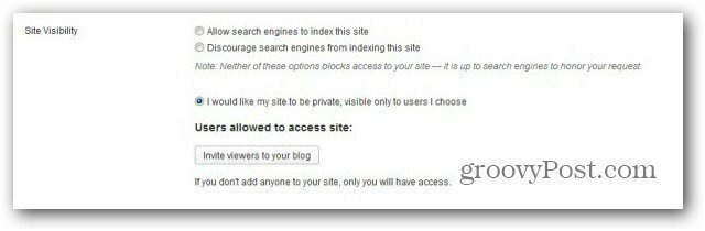 WordPress com להפוך את הבלוג להזמין משתמשים פרטיים