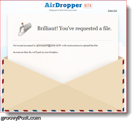 AirDropper Dropbox - הקובץ נשלח