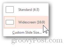 יחס מסך רוחב רגיל של מצגת מסך רחב להתאים את גודל ה- Powerpoint