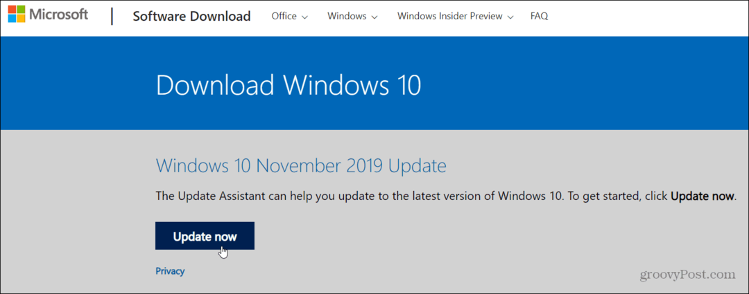 כיצד להתקין את Windows 10 גרסה 1909 עדכון נובמבר 2019