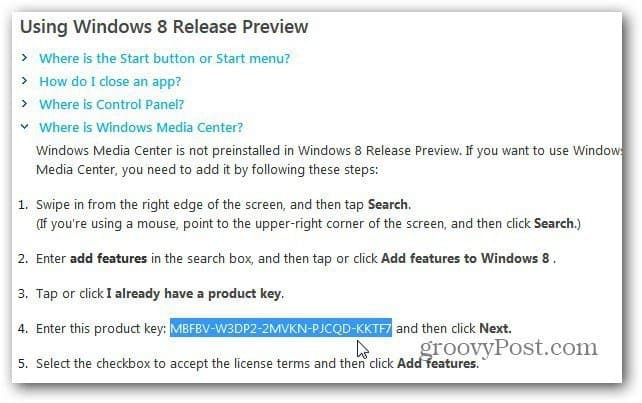 התקן את Windows Media Center בתצוגה מקדימה של שחרור של Windows 8
