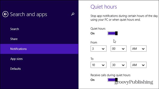 שעות שקטות ב- Windows 8.1 מאפשרות לך להשבית את הודעות האפליקציה