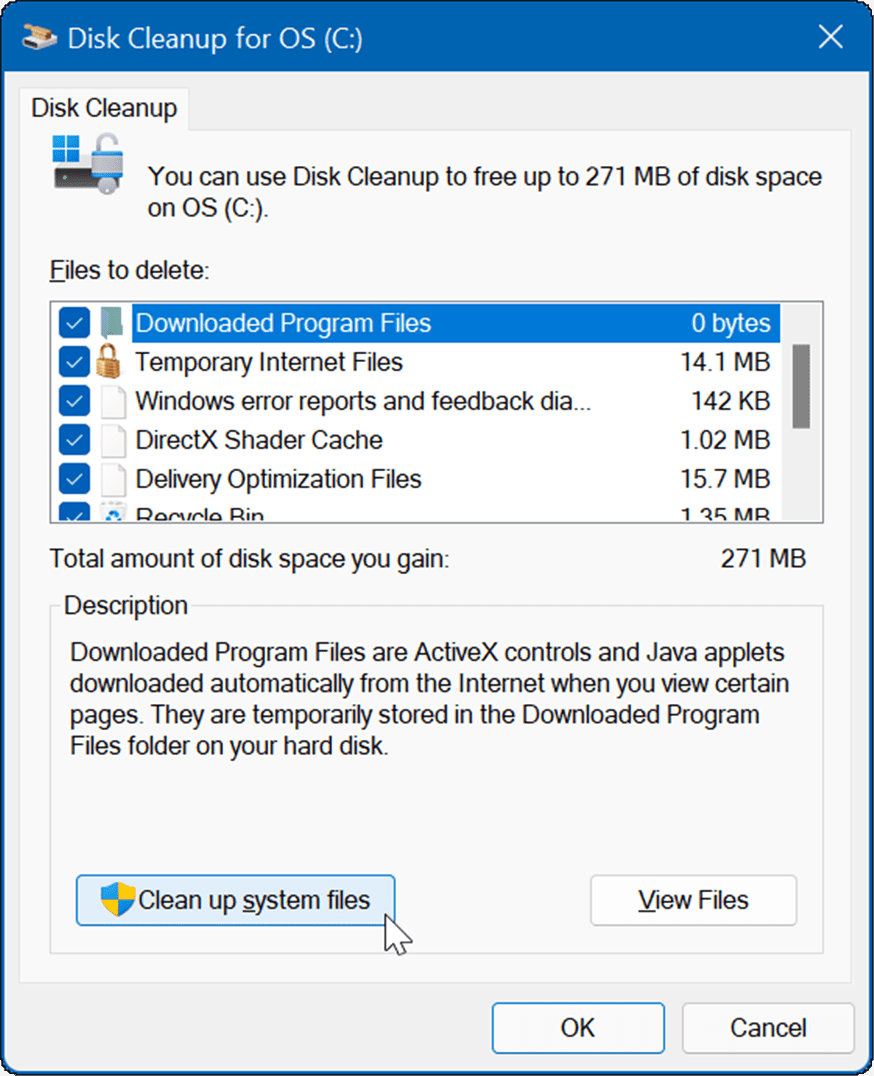 ניקוי דיסק מחק קבצים זמניים ב-Windows 11